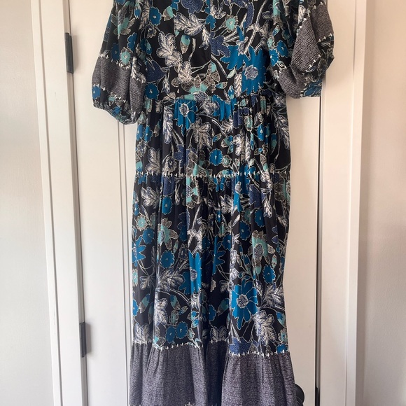 Ulla Johnson $495 Floral Nora Blue Puff Sleeve Dress Size Small - Picture 5 of 11